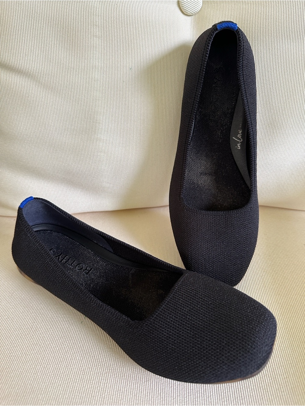 Rothy’s Max Square Flats with supportive “In Love” Insole size 7.5 best fit 7